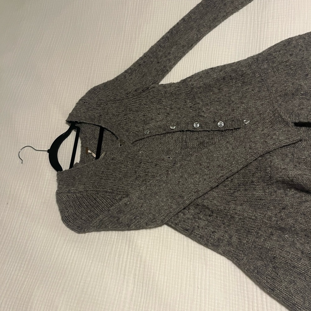 Gray Knit Button-Up Sweater